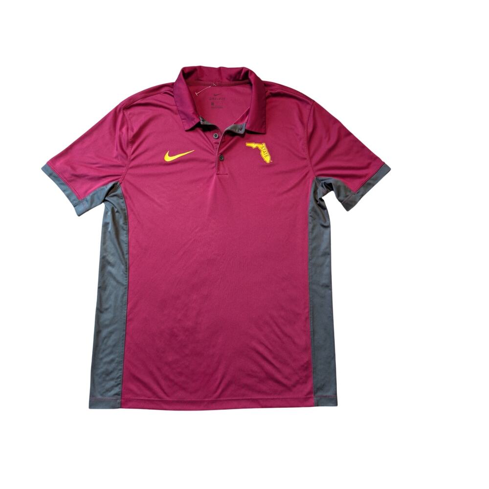 Nike Men's Dri-Fit Florida State Seminoles Polo Shirt Maroon Golf Athletic Sz L